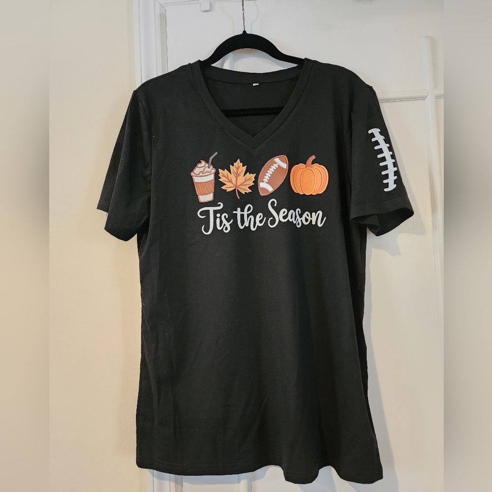 Tis the Season Black T-Shirt "NEW" sz XL - (runs small)